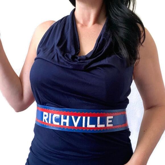 Vintage Richville Red White & Blue Leather Belt